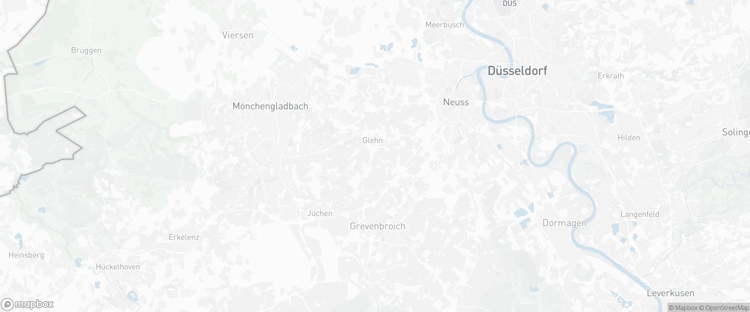 Karte mit den 5 Standorten der Tummer GmbH: 1 Leverkusen, 2 Niederkrüchten, 3 Mönchengladbach, 4 Düsseldorf, 5 Wassenberg